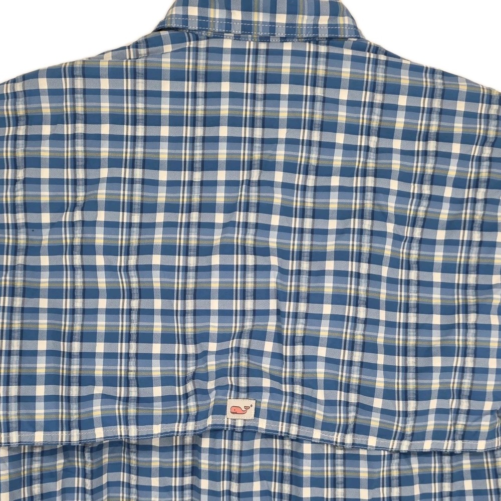 Vineyard Vines Performance Shirt Mens Small Blue Gingham Check Harbor Mesh - Picture 6 of 8